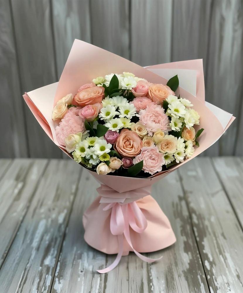 Букет цветов из: Гвоздики, Розы и Хризантемы в Подберезье