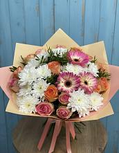 Букет цветов из:  Розы, Герберы и Хризантемы в Подберезье