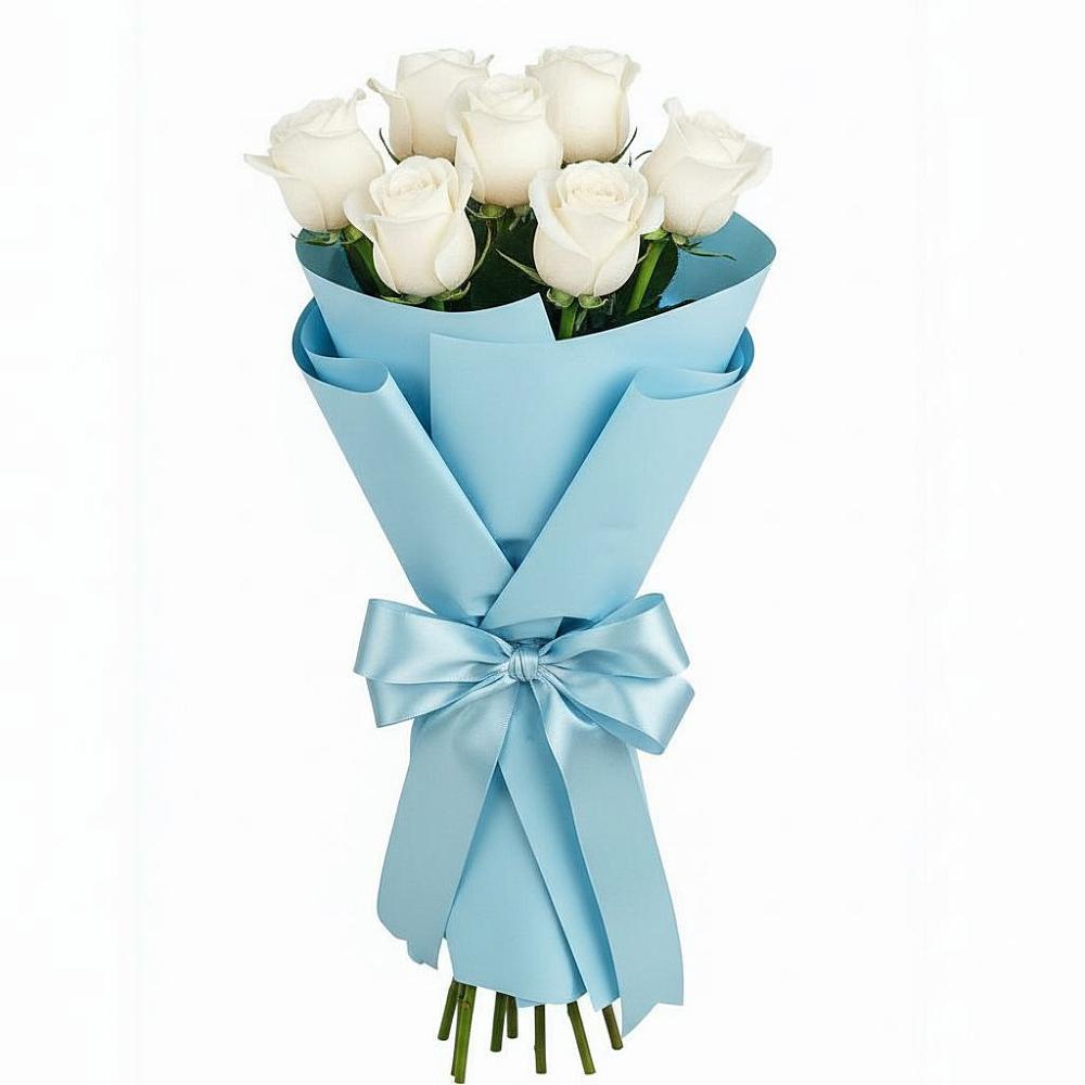 Букет 7 белых роз Проуд в Подберезье