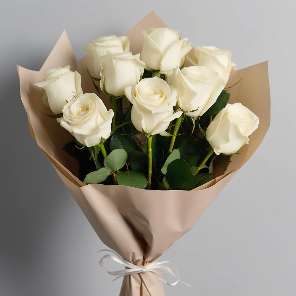 Букет 9 Белых роз Эдлесс Лав в Подберезье