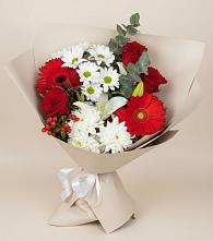 Букет цветов из:  Розы, Хризантемы, Герберы и Лилии в Подберезье