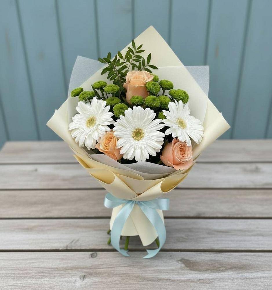 Букет цветов из: Герберы, Розы и Хризантемы в Подберезье