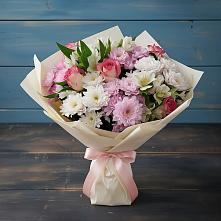 Букет цветов из:  Хризантемы, Альстромерии и Розы в Подберезье