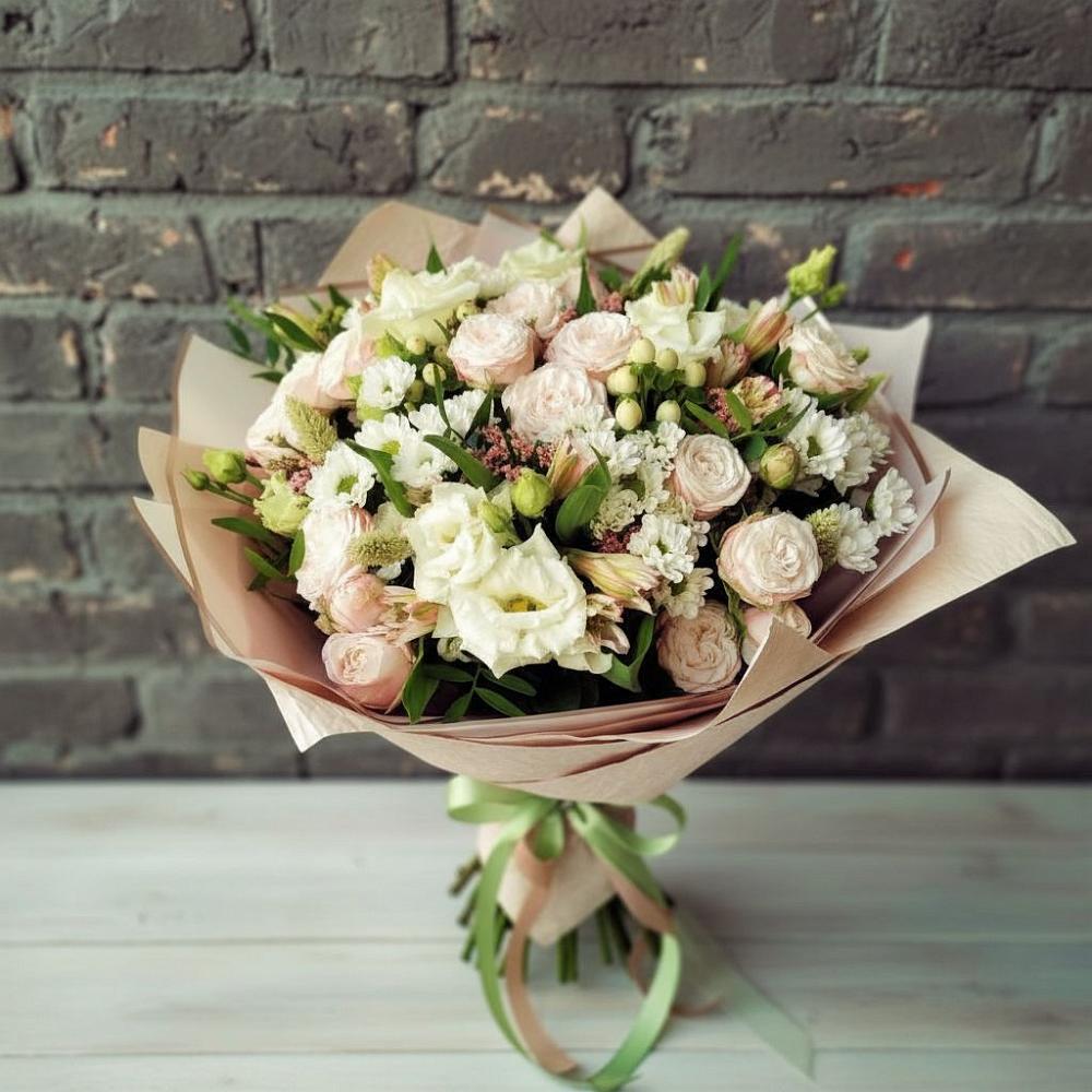 Букет цветов из: Альстромерии, Розы и Хризантемы в Подберезье