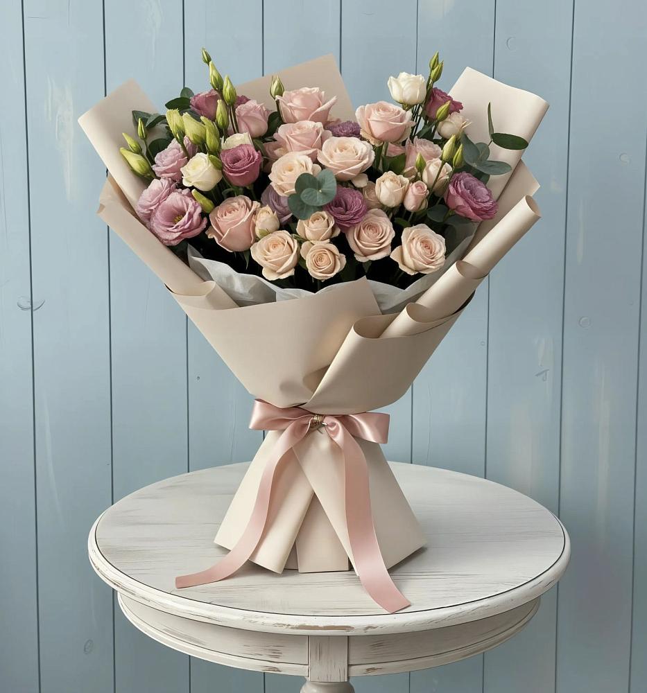 Букет цветов из: Розы и Лизиантусы в Подберезье