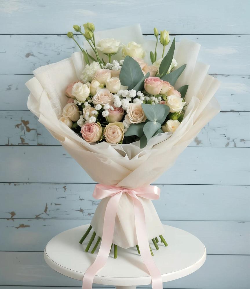 Букет цветов из: Розы и Лизиантусы в Подберезье