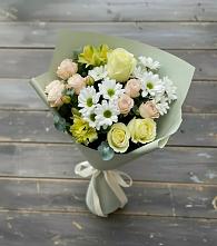 Букет цветов из:  Альстромерии, Розы и Хризантемы в Подберезье