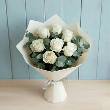 Букет Белые розы в Эвкалипте в Подберезье